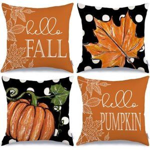 Thanksgiving Pillow Covers Set Fall Decor Pumpkin Cottage Farmhouse Decorations